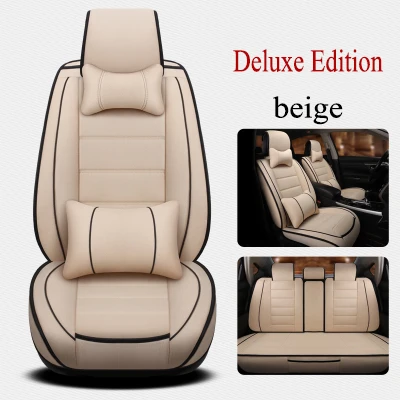beige D E Kalaisike льняные универсальные автомобильные чехлы для Nissan Все модели qashqai x-trail tiida Note Murano March Teana Авто Стайлинг - Название цвета: beige D E
