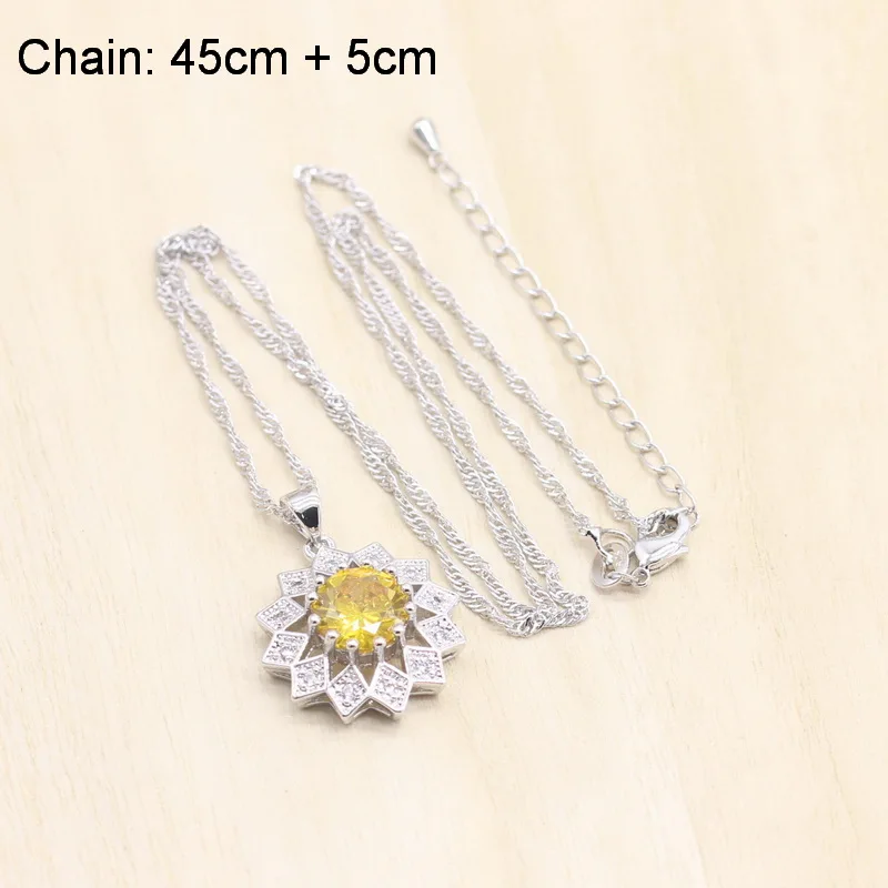 Женский комплект свадебных украшений серебряные сережки подвески с желтым