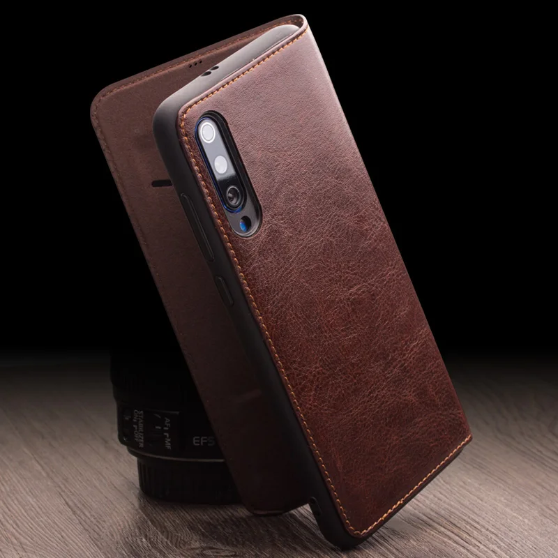Роскошный Ультратонкий флип-чехол из натуральной кожи с карманом для Xiaomi Mi 9, Модный деловой кошелек с отделением для карт, чехол для Xiaomi Mi 9