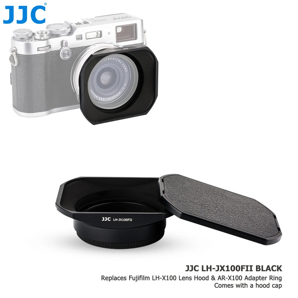 JJC Квадратная Металлическая бленда объектива камеры для Fujifilm X70/X100/X100S/X100T/X100F защитное кольцо-адаптер Комплект совместимый 49 мм крышка фильтра