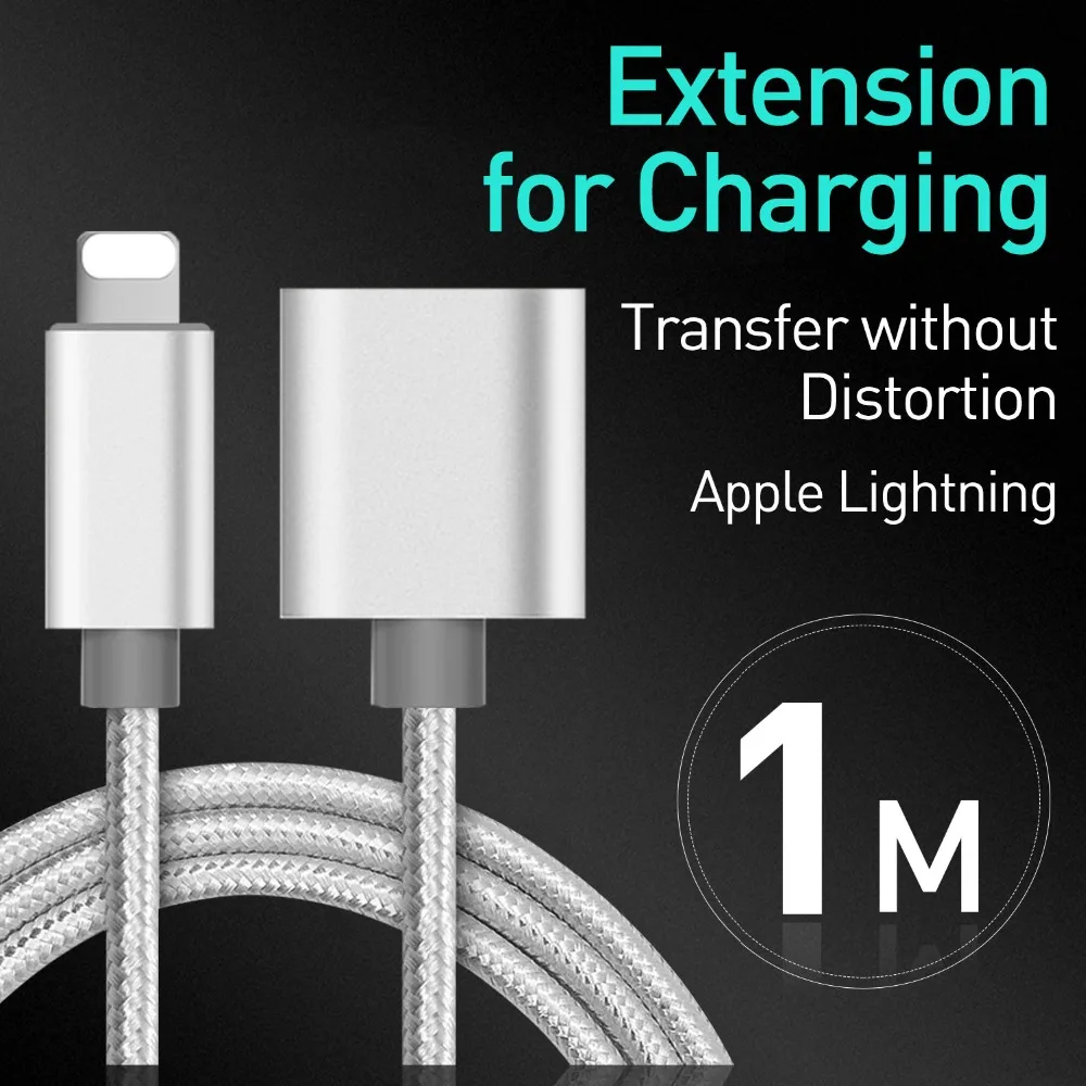 8Pin Интерфейс удлинитель 1 м мужчин и женщин удлинитель для iPhone iPad Mini iPod зарядный адаптер передачи аудио-видео данных