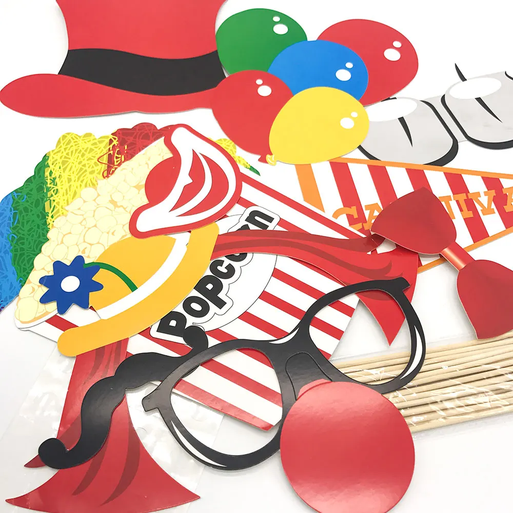 12pcs Circus Theme Party Photobooth Props Paper Clown Masks Birthday Supplies Kids Make Fun Hen Decorations | Дом и сад