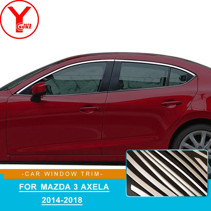 Оконные полосы из нержавеющей стали для mazda 3 axela 2014 2018 оконная отделка автомобиля