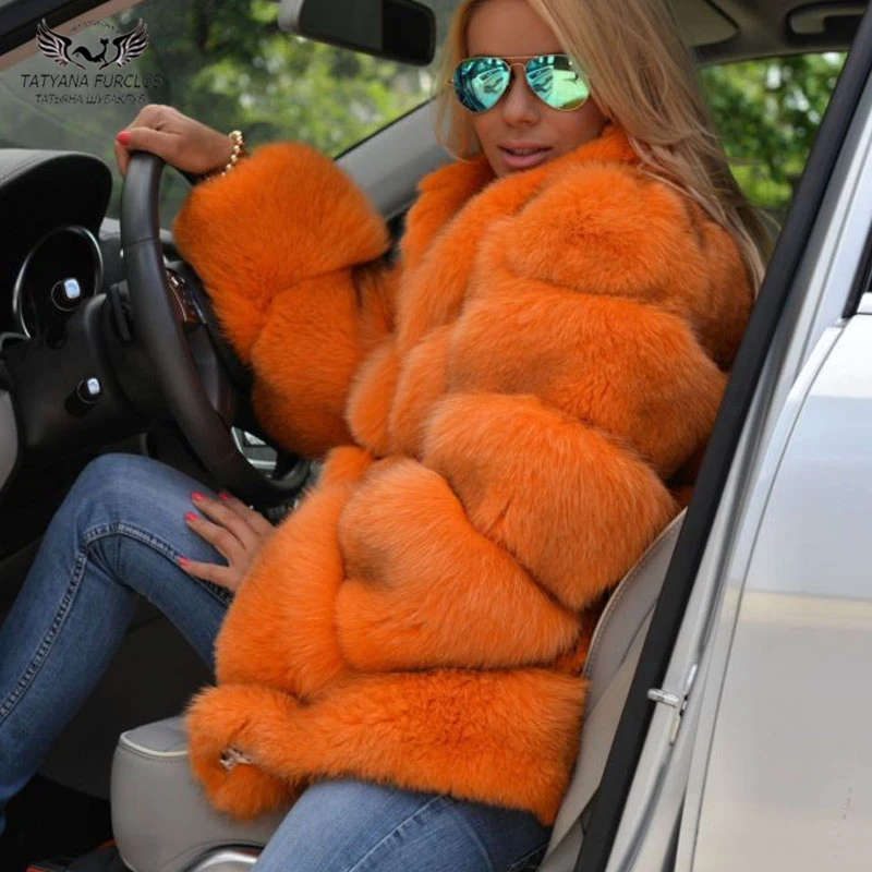 Tatyana Furclub Real Fur Coat Orange Fur Coat Luxury Winter Natural Fox Fur Jacket  Fashion Coat Winter Fur Girl Coat Women enlarge