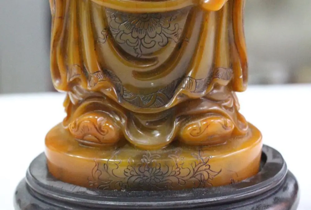 10 &quotКитай натуральный Shoushan каменный стенд богатство Mammon Cai shen God Ruyi скульптура |