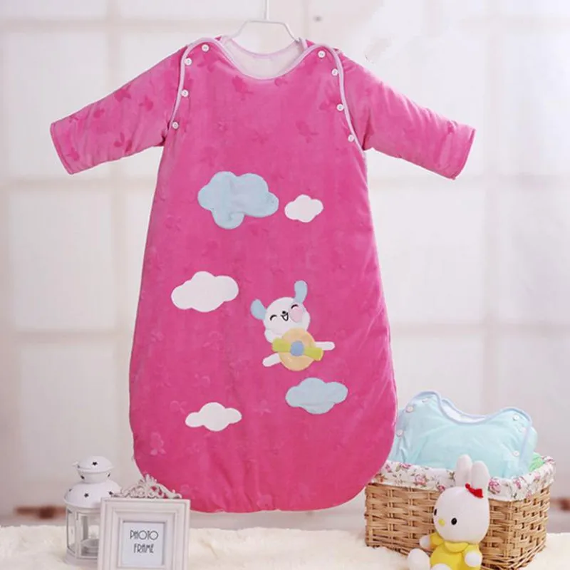 Отсоединяемый спальный мешок 85 см хлопковый детский с рукавом конверт