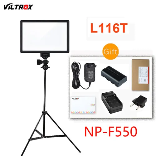 Package 1 Viltrox L116T ЖК-дисплей двухцветный и затемняемый тонкий DSLR видео светодиодный свет+ батарея+ зарядное устройство для камеры Canon Nikon DV видеокамеры - Цвет: Package 1