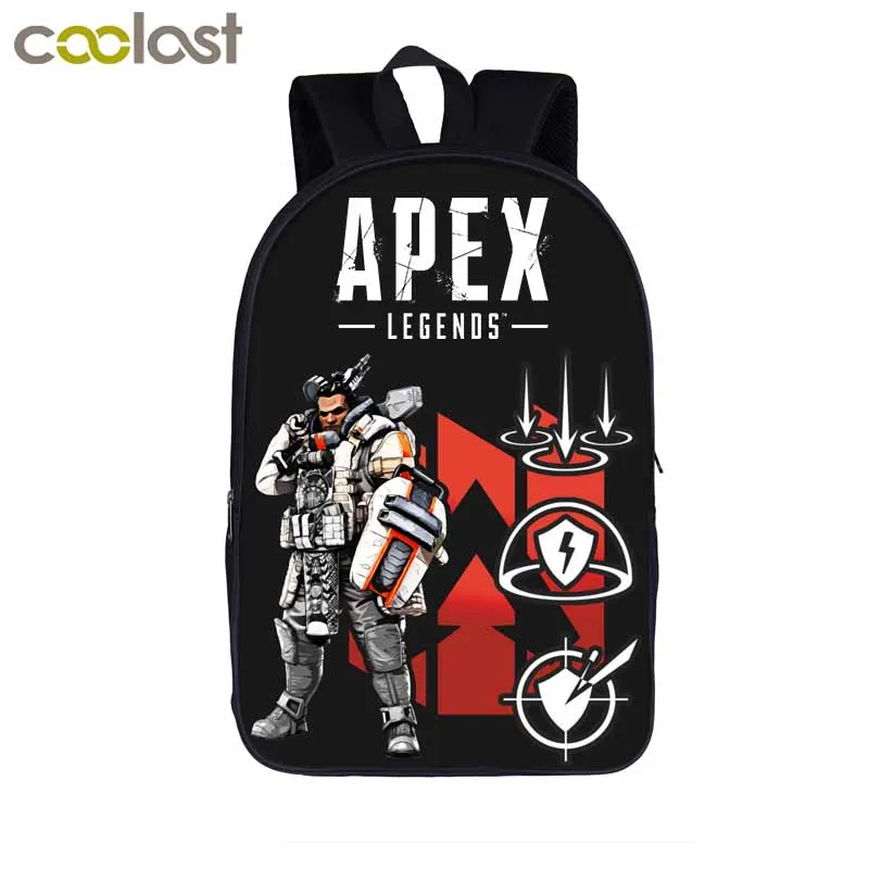 Рюкзак Apex Legends для подростков мальчиков и девочек; детские школьные сумки; Gibraltar Bloodhound; рюкзак с рисунком героя; детская сумка для книг; подарок - Цвет: 16apexlegends04