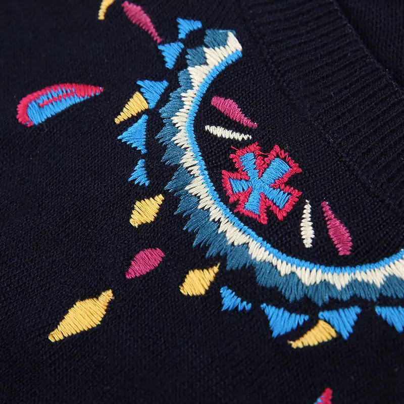 Радость Душу Вышивка Женщины Свитера 2017 Вязание Рубашка Полный Рукав Плюс Размер