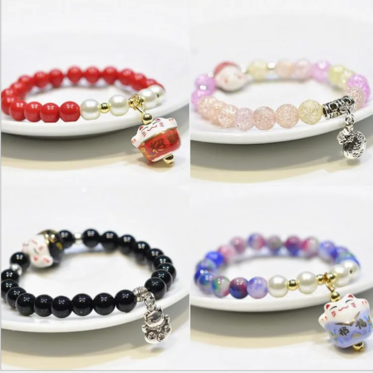 Браслет-цепочка из натурального камня милый керамический браслет с подвеской в