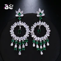 be 8 top quality aaa cubic zircon big round drop earring flower shape dangle earrings for women gift e467