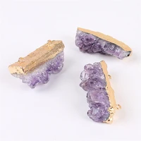 1pc natural amethysts stone bracelet making purple crystal unique stone pendant irregular diy fit necklace for jewelry making