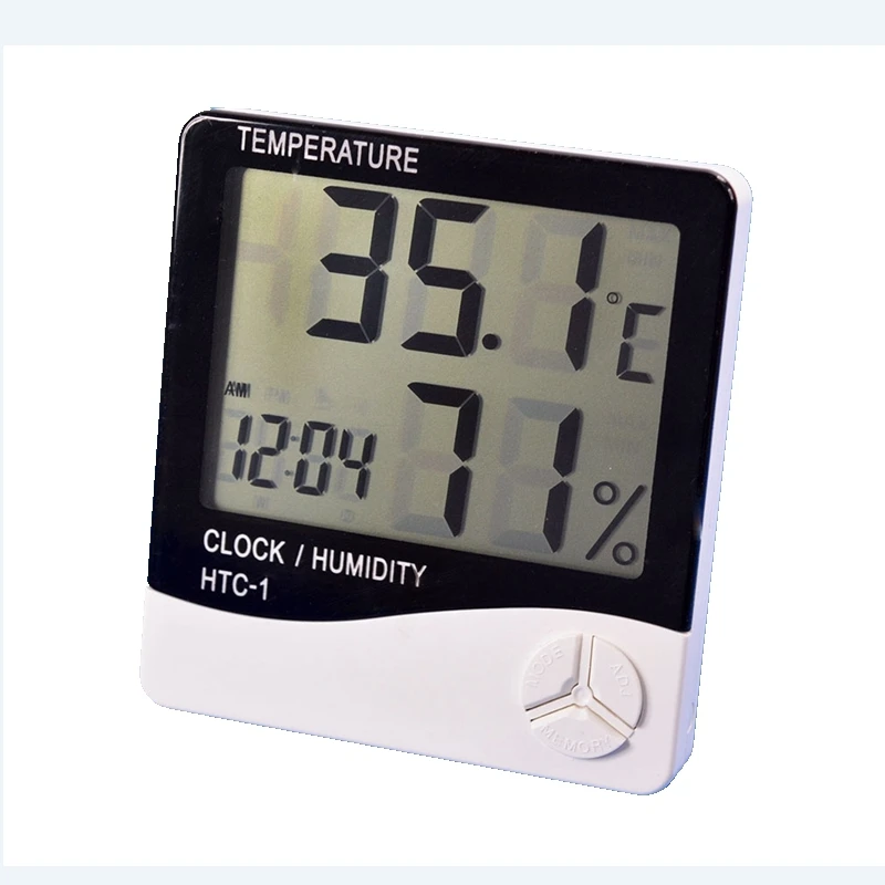 

Цифровой измеритель температуры и влажности, большая метеостанция с ЖК дисплеем, умный термометр, гигрометр, термометр и будильник, для ком...