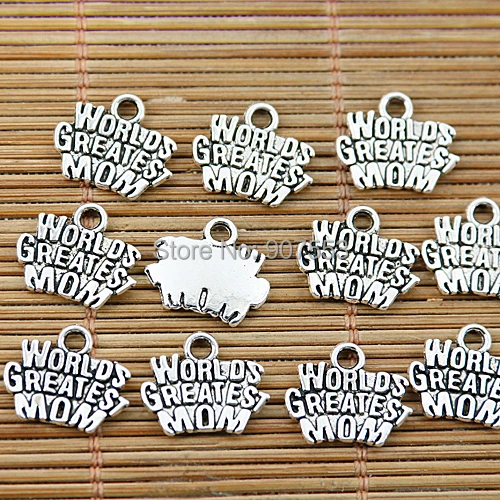 

60pcs Tibetan silver tone worlds greatest mom charms EF1828
