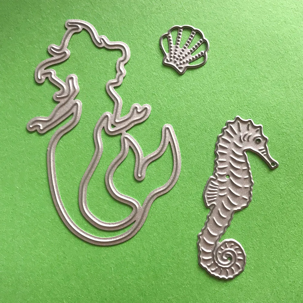 Вырубка Русалочки Раковина Морская лошадь морские животные Скрапбукинг