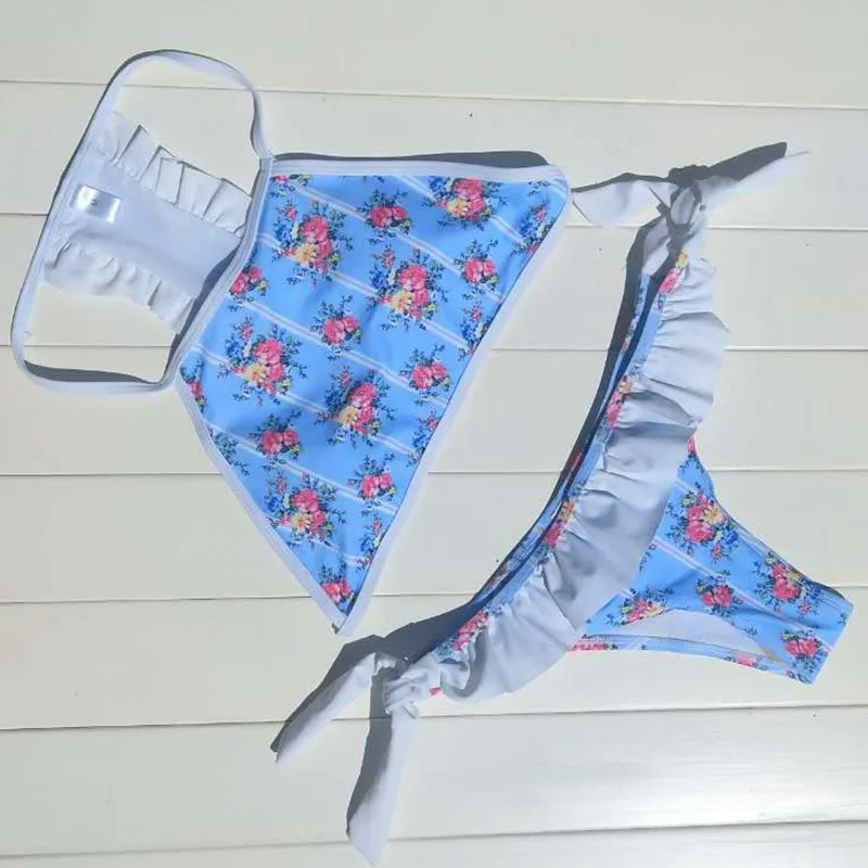 2018 Женский комплект бикини ярких цветов милые цветочные купальники хит продаж