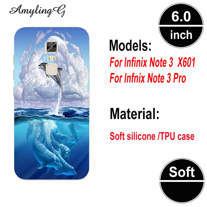 Мягкий чехол из ТПУ для Infinix Note 3 Pro Note3 X601 6 0 дюйма с рисунком в виде роз и волков
