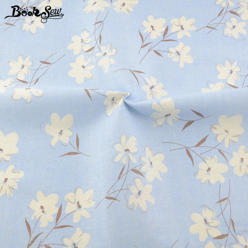 Голубая хлопчатобумажная льняная ткань гардения дизайнерский материал для