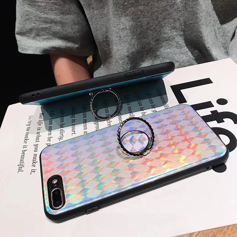 Ainike Блестящий лазерный чехол для телефона с кольцом iPhone X 6s Plus 7Plus 8plus XR XS Max |
