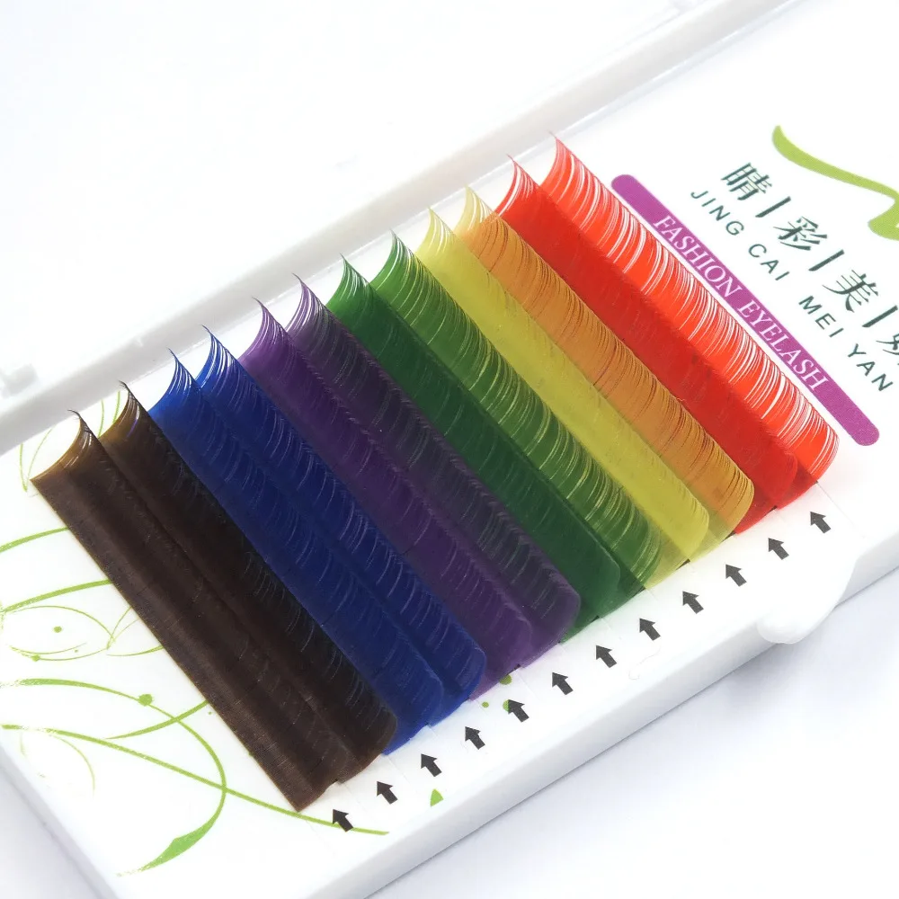 New 6 colors Rainbow Colored Eyelash Extension color eyelashes extension tool All size | Красота и здоровье