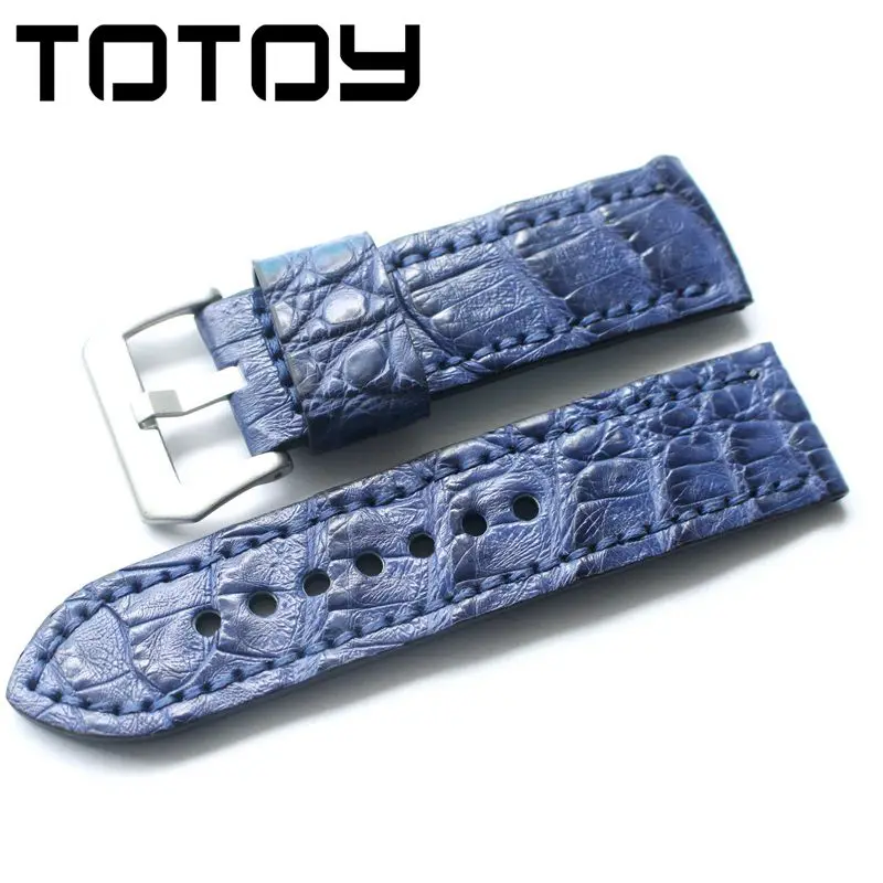 TOTOY ручной работы из крокодиловой кожи Ремешки для наручных часов 26 мм большая кость из крокодиловой кожи Ремешки для наручных часов, винтажные для PAM мужской ремень