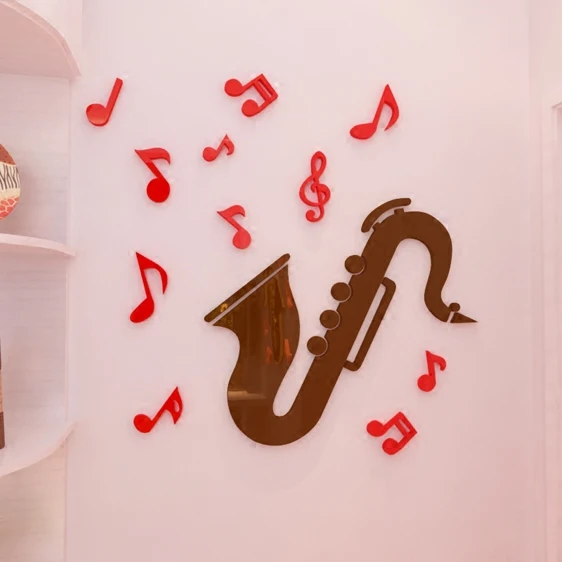 Акриловые 3D настенные стикеры Sax для музыкальных классов Настенный декор детской