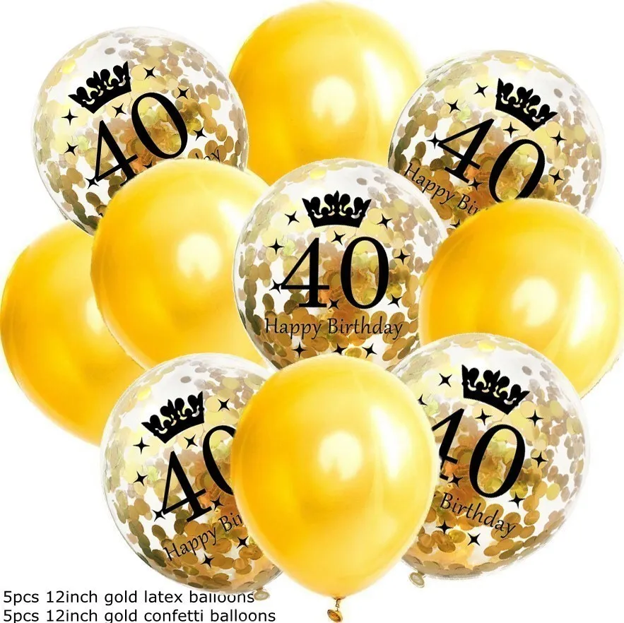 5gold 5con 40th Горячее предложение! Распродажа! 18/30/40/50/60 лет DIY спиральный орнамент на день рождения воздушный шар "Конфетти" на день рождения Balons юбилейные праздничные украшения - Цвет: 5gold 5con 40th