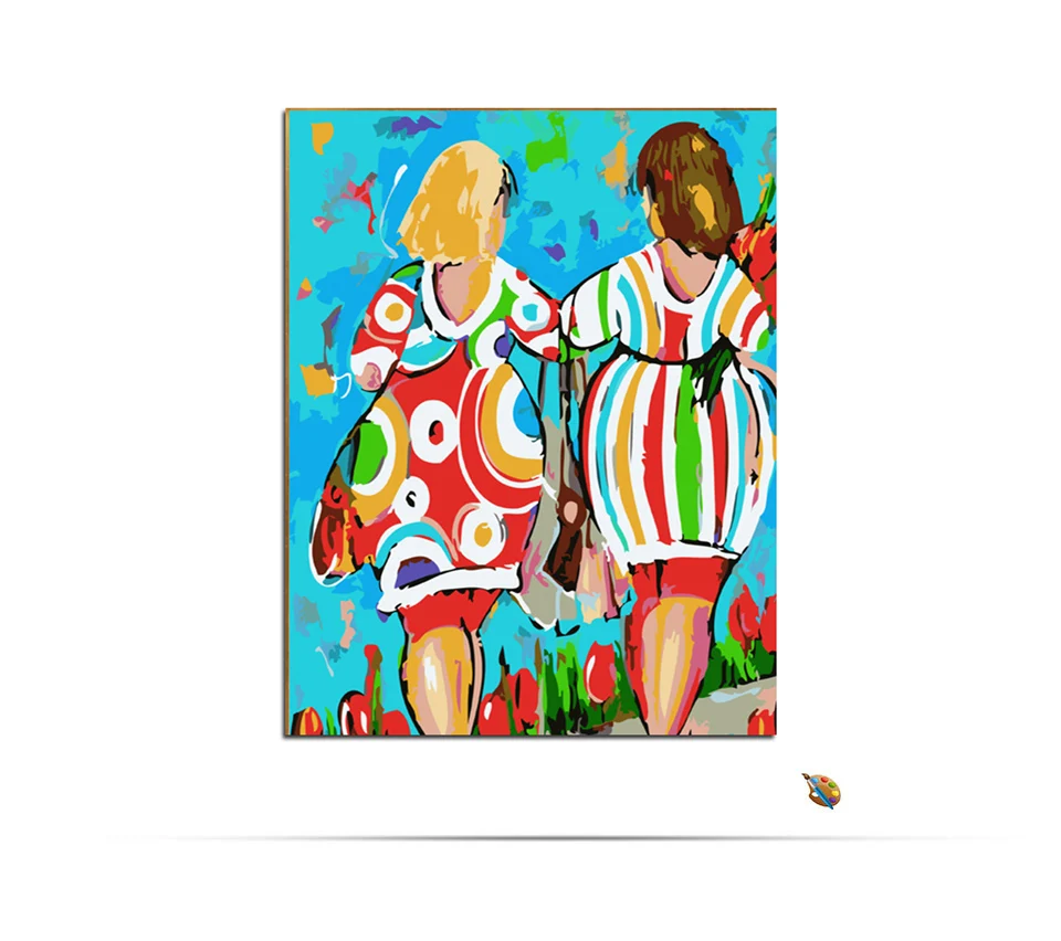 Vrolijk Schilderij Wall Art Холст Картина маслом по номерам Мода дамы Женщины Рисунок картины Домашний Декор без рамки