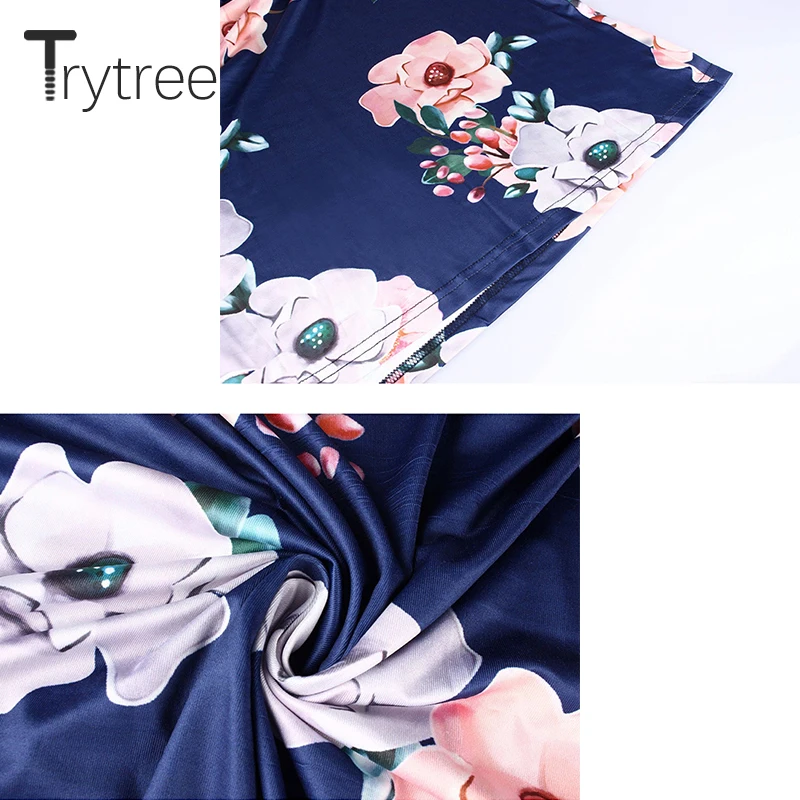 Осеннее женское платье Trytree повседневные платья с цветочным принтом воротником