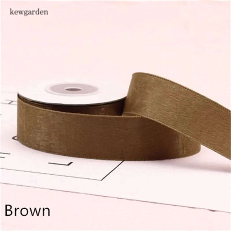 Кофе Kewgarden Двусторонняя Толстая бархатная атласная лента 1-1/" 1" 3/" вручную изготовленная лента DIY Бант Лента Riband упаковочная лента 5 метров - Цвет: Кофе