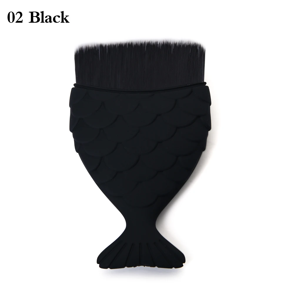 02Black 1 шт. модные косметические чешуя Русалки кисти для макияжа косметический рыбий хвост Пудра основа для лица кисти для румян набор de maquiagem - Handle Color: 02Black