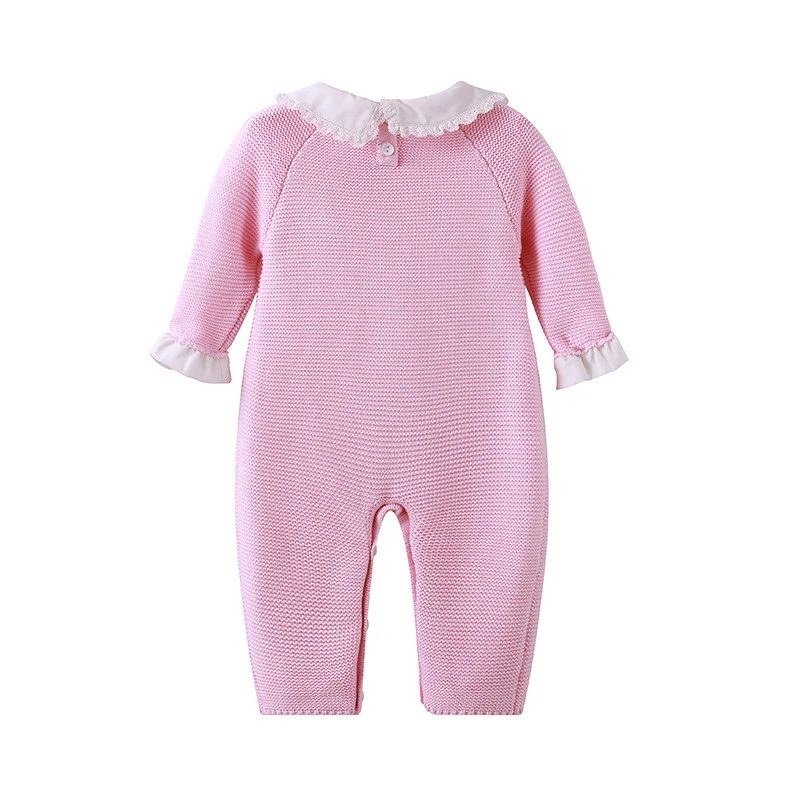 Детский трикотажный комбинезон IYEAL розовый для новорожденных девочек с оборками