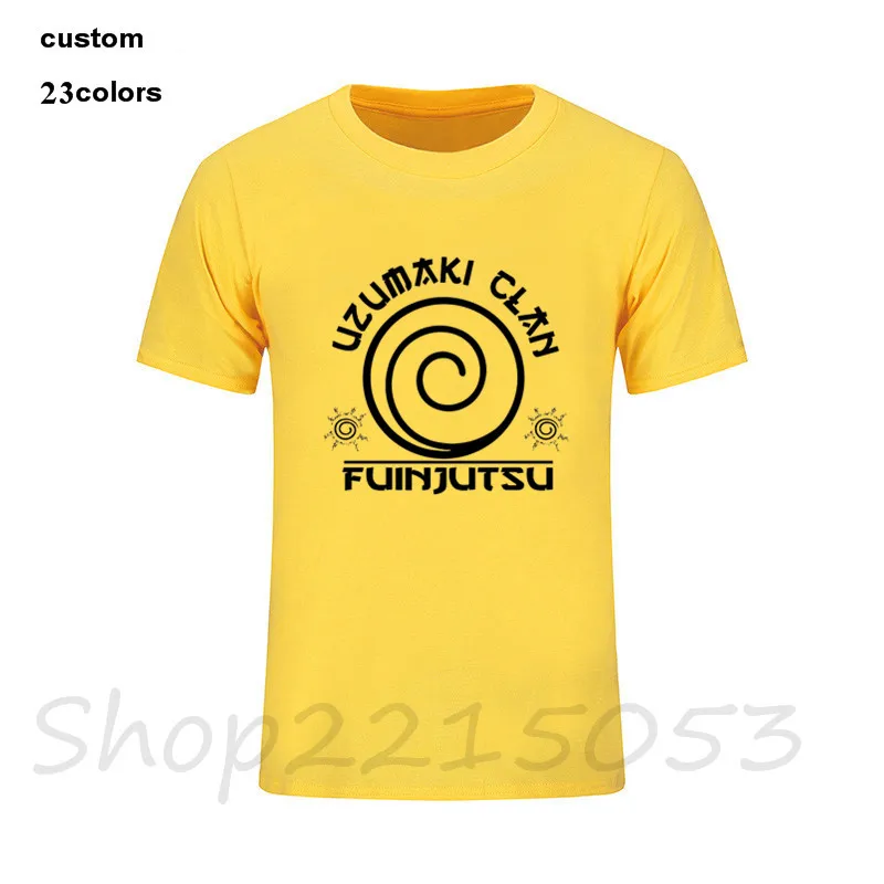 2018 японский стиль Uzumaki clan Мужская футболка camisas игра с коротким рукавом черная