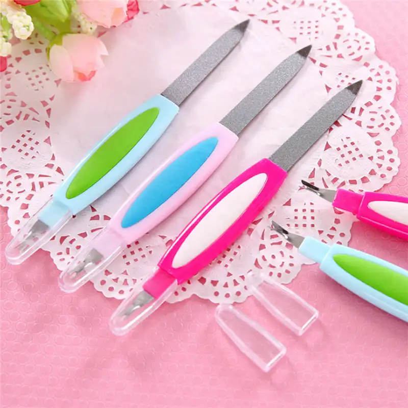 1 шт. двусторонняя металлическая пилка для ногтей с пластиковой