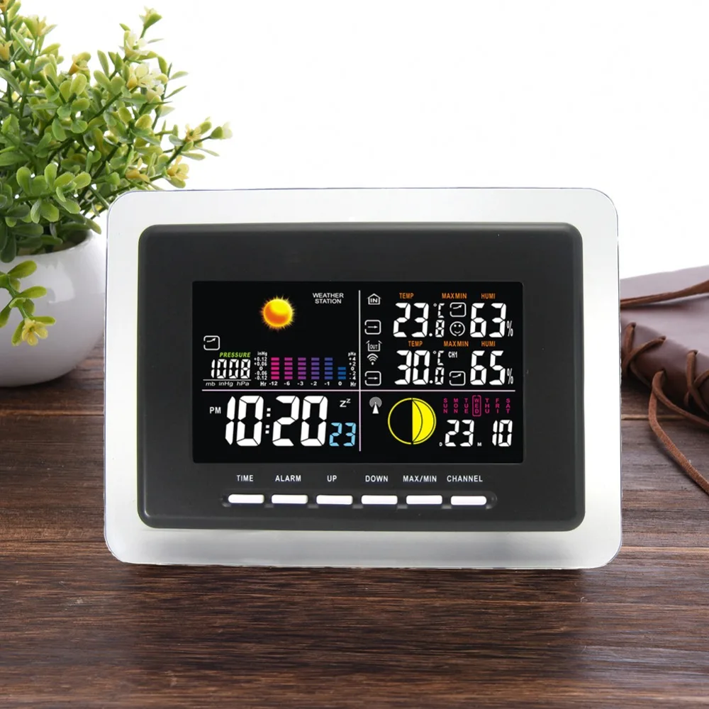 Беспроводная метеостанция серая прозрачная рамка с светодиодный