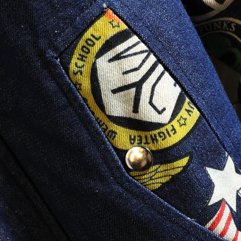 Мужская джинсовая куртка с капюшоном MIACAWOR весенняя цветочным принтом верхняя