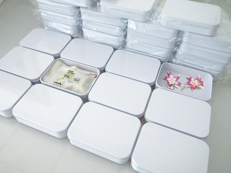 

Free Shipping 110X80X25mm Rectangle white tea tin box mint pill candy jewelry storage box