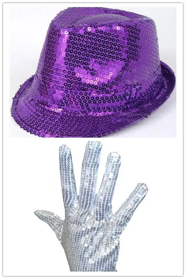 1 пара Для мужчин женщин в стиле Майкла Джексона серебряные перчатка с блестками +