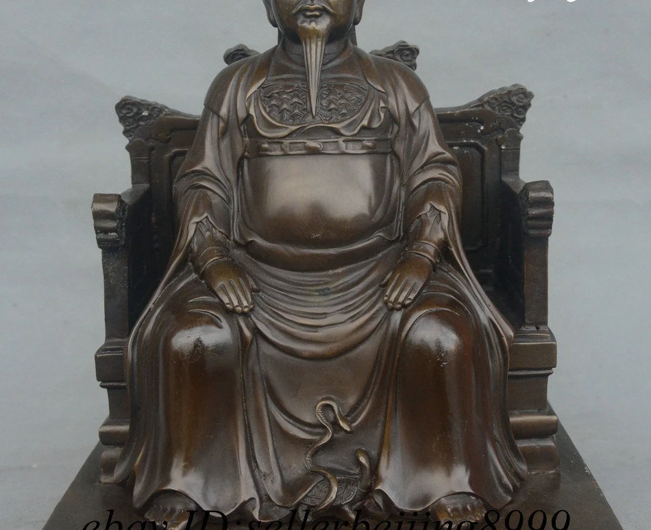 Chinese Pure Bronze WuDang Seat Taoism Rycunhua Zhenwu Xuanwu Emperor God Statue | Дом и сад