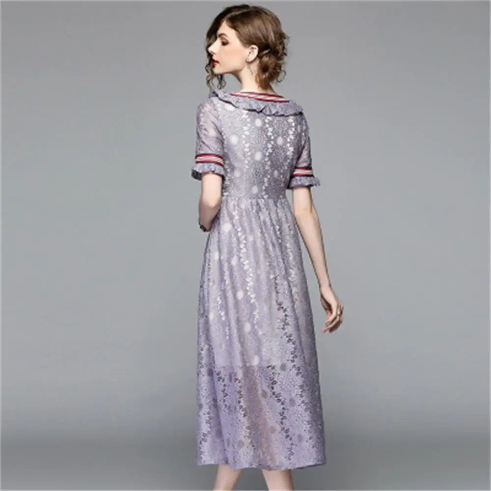 Мода v-образным вырезом All Кружевное платье миди Vestidos 2018 новый элегантный