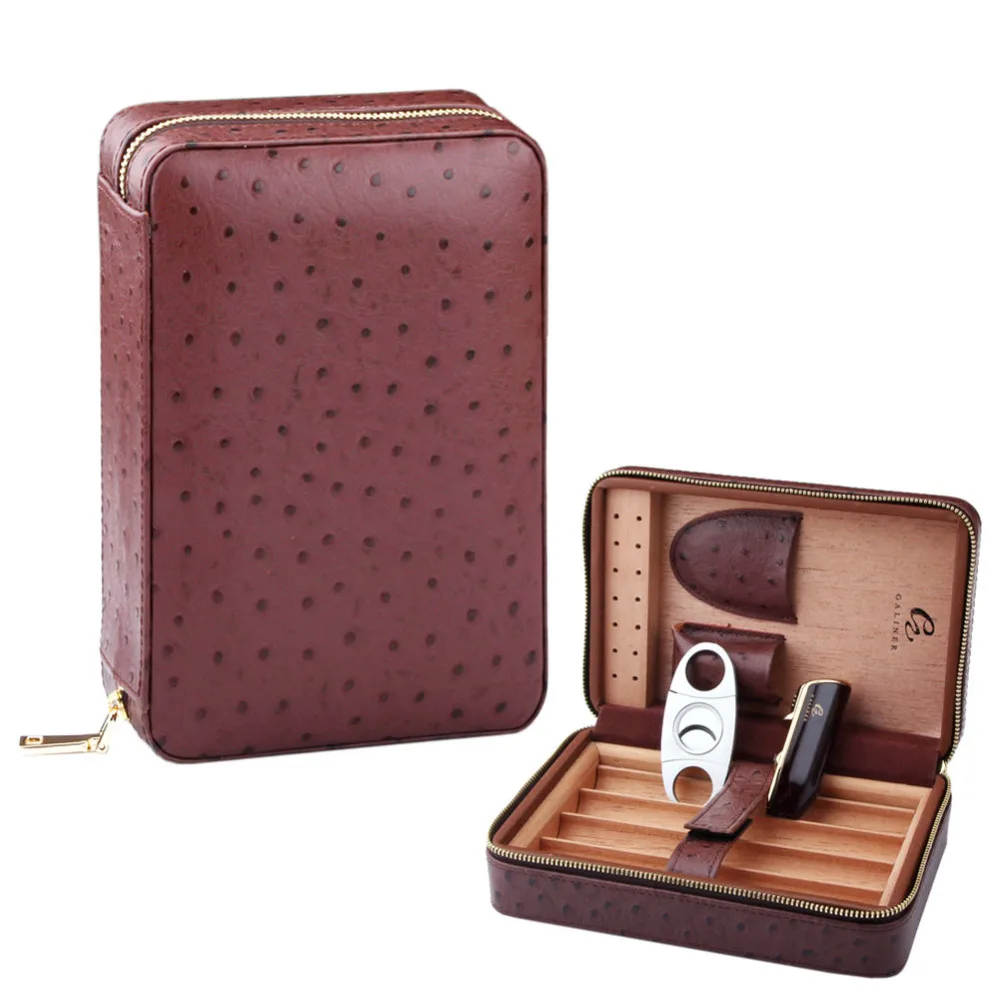 Высококачественная прямоугольная кожа кедровая древесина сигары гумидор с