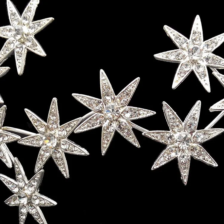 Модные элегантные блестящие Crystal Star обруч для волос с серебряным покрытием свадебный головной убор горный хрусталь свадебный венец Украшения для волос Интимные аксессуары
