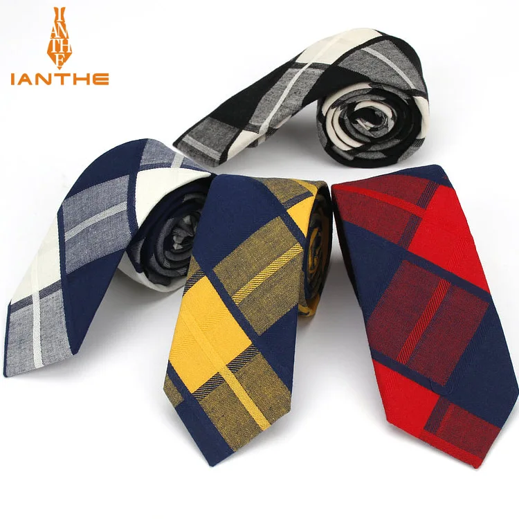 

6cm Men's Suits Neck Tie Classic Men Plaid Necktie Formal Business Bowknots Ties Male Cotton Skinny Slim Narrow Ties Cravat