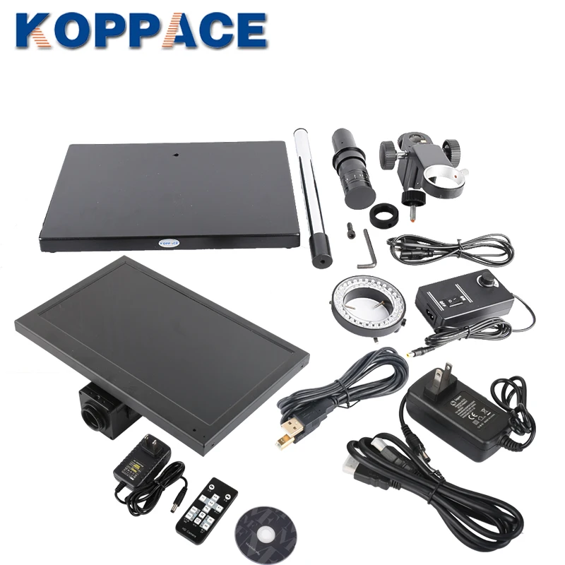 

KOPPACE 21 Million Pixels 20X-127X Monocular Video Microscope 0.7X-4.5X Lens HDMI Industrial Microscope 13.3 Inch Display Screen