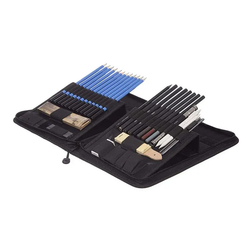 40 шт карандаши для рисования и эскиз набор в всплывающем футляре на молнии