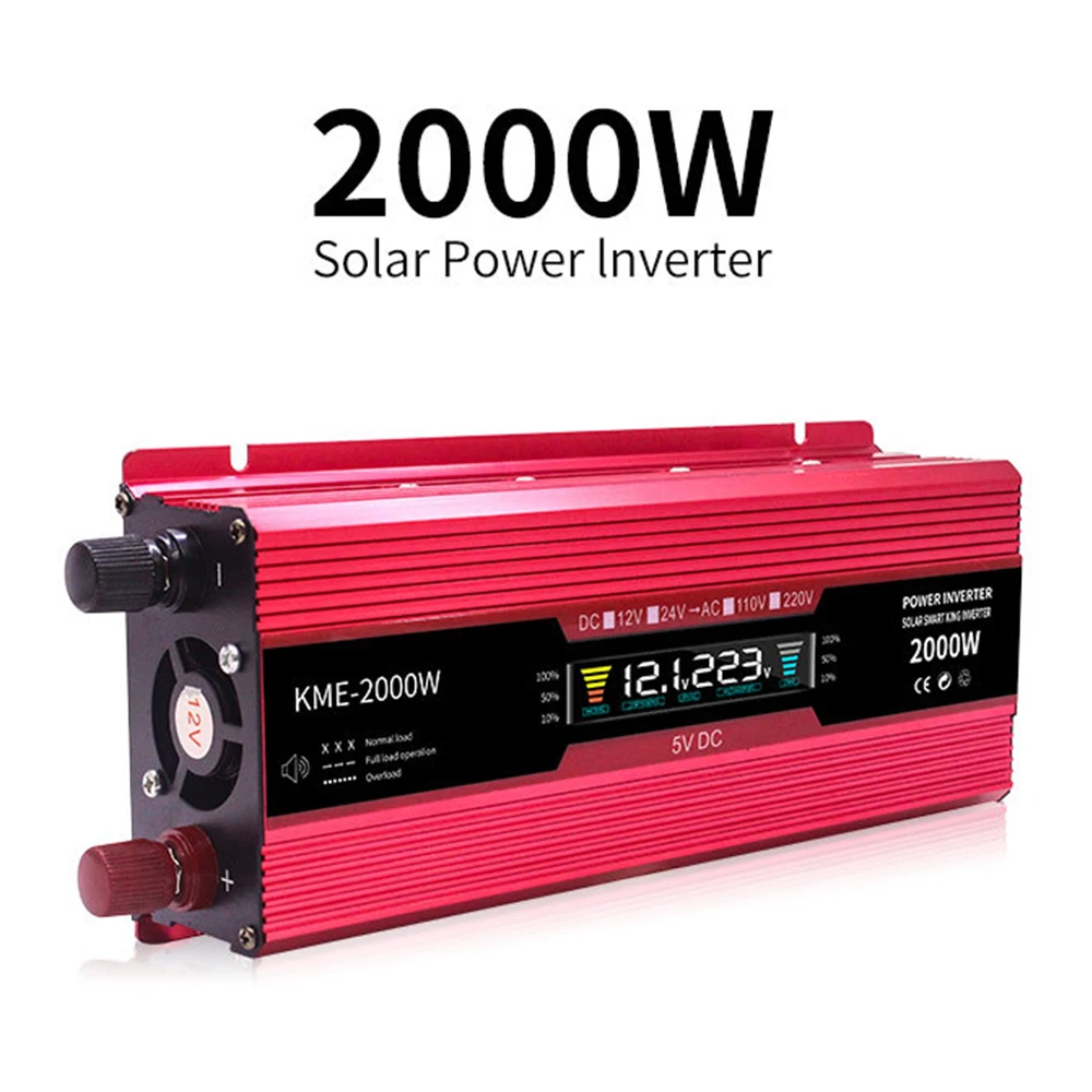 2000 Вт ЖК дисплей Автомобильный инвертор питания источник Dc12v 24v к Ac220v цифровой