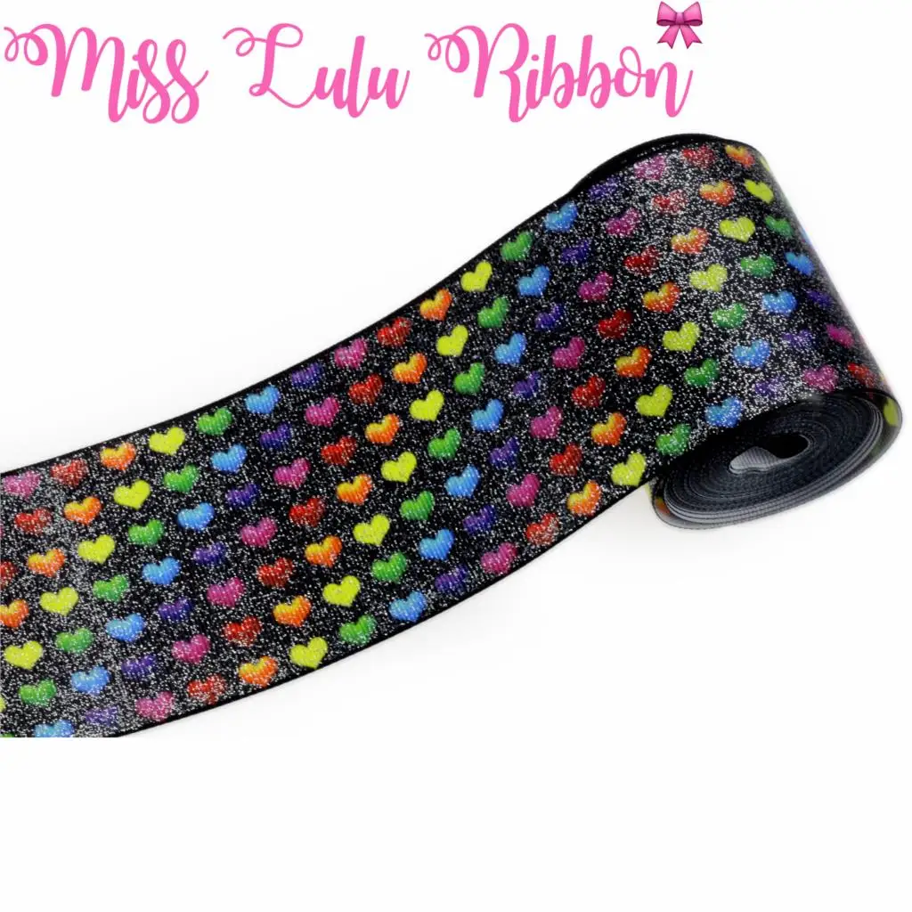 Лента Корсажная с принтом в виде сердца 5 ярдов/рулон 3 дюйма 75 мм|printed grosgrain
