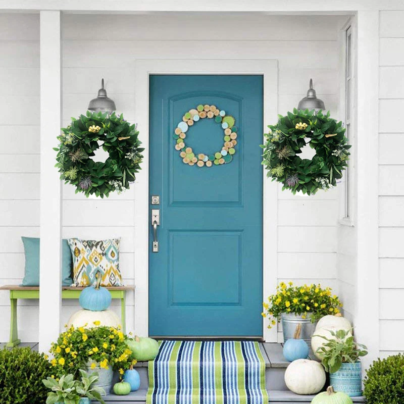 Искусственные листья эвкалипта зеленая гирлянда венок сделай сам с зелеными