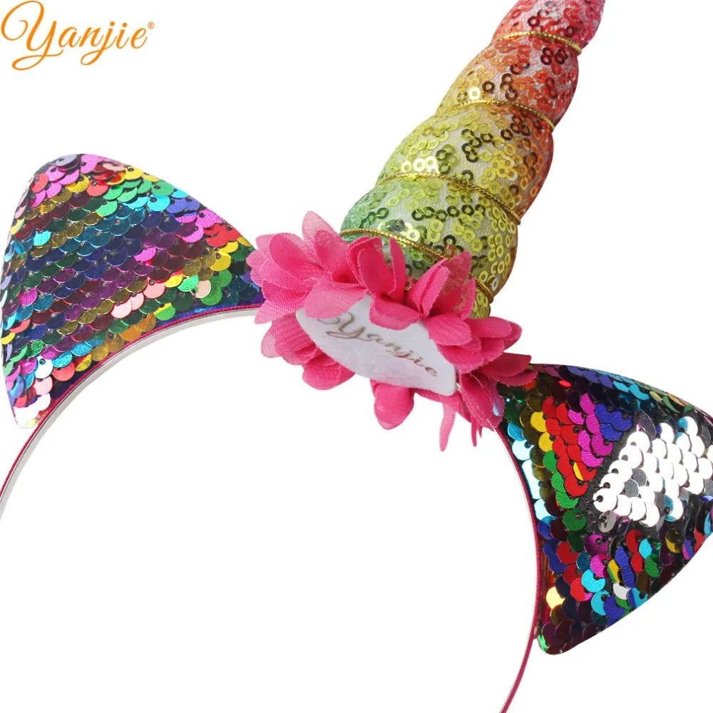 Блестки Единорог головная повязка для девочек 2020 женщин Блеск Радуга рог волосы