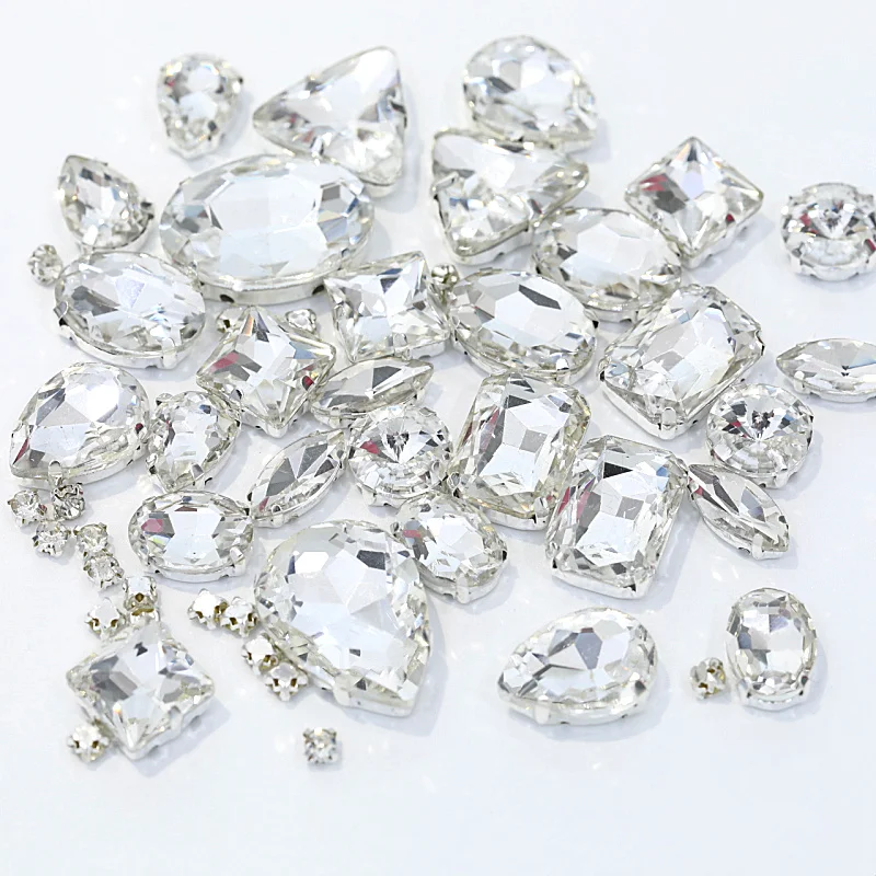 50ps Mixed Shapeds Colors Sizes Pointback Sew On Rhinestone with Claw Settings Glass Crystal Sewing Chatons in Claws Dress Y1906 | Дом и сад